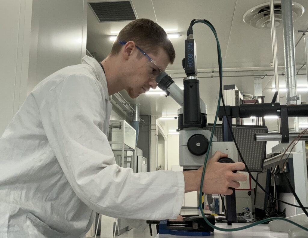 Nicolas Bakaev doing polymer lab trials and sample characterization